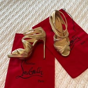 Christian Louboutin Muted Gold Sandal Heels sz 38